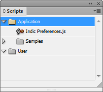 The InDesign scripts panel